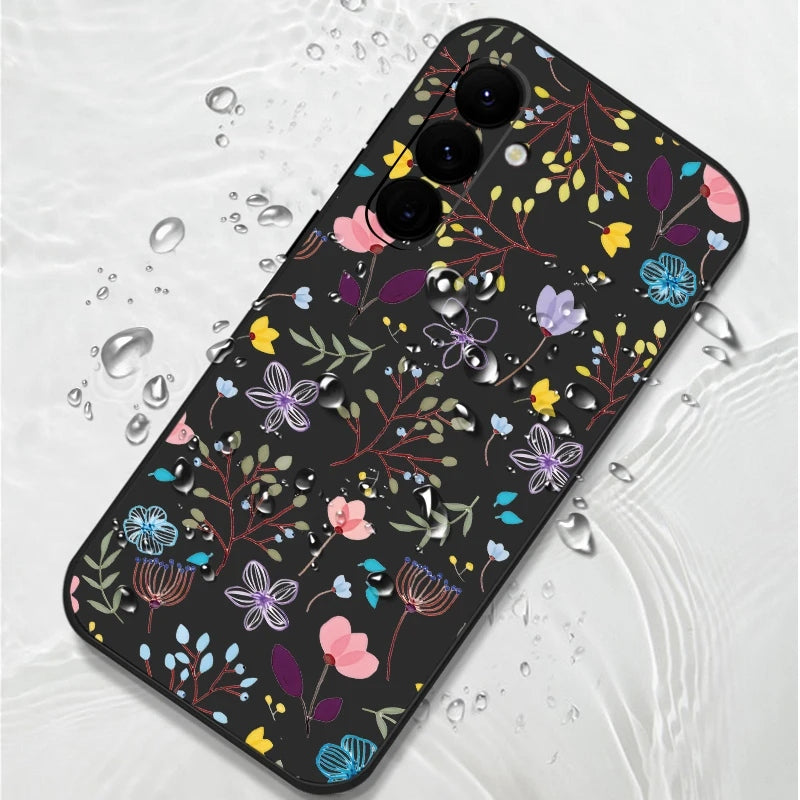 Capa Floral Samsung de Silicone com Cordão