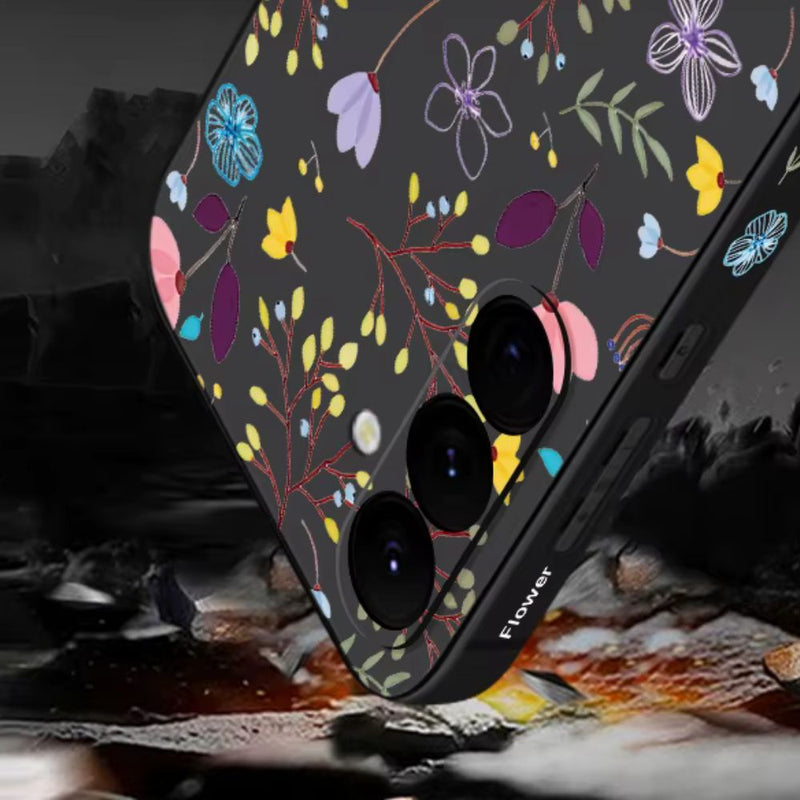 Capa Floral Samsung de Silicone com Cordão
