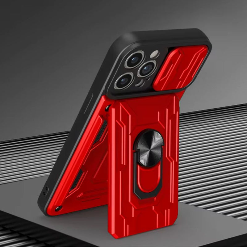 Capa iPhone Magnética com Slot de Cartão e Anel Giratório